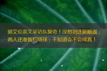 郭艾伦英文采访东契奇！没想到还挺顺溜，两人还准备约场球，不知道会不会成真！